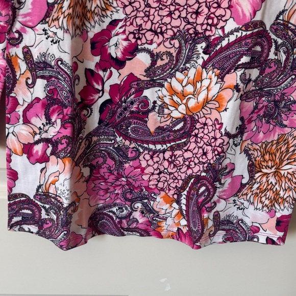 Charter Club Pink and Orange Floral Long Sleeve Top - Picture 4 of 7